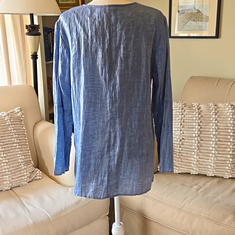 EUC J. Jill Blue Shimmer Tunic Top Size Large - Picture 2 of 8